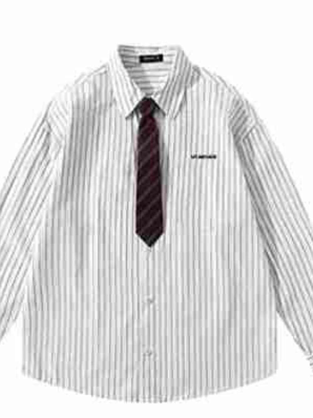 White Stripe Shirt with Burgundy Tie